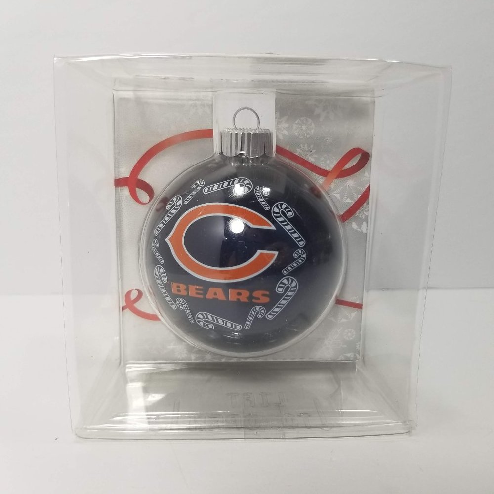 Chicago Bears Glass Ball Xmas Ornament Candy Canes